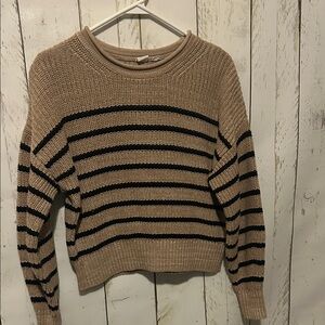GAP Tan and Black Striped Women's Sweater